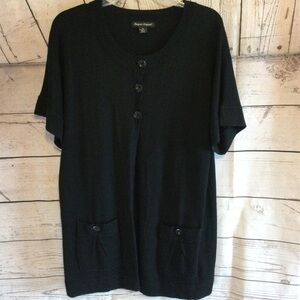 Designers Originals Black Button-Up SS Cardigan For Layering Size XL